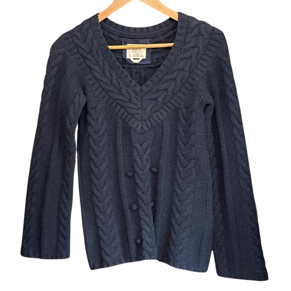 Y2K Old Navy Cable Knit Sweater Dark Academia Coastal Grandma Preppy Navy Blue